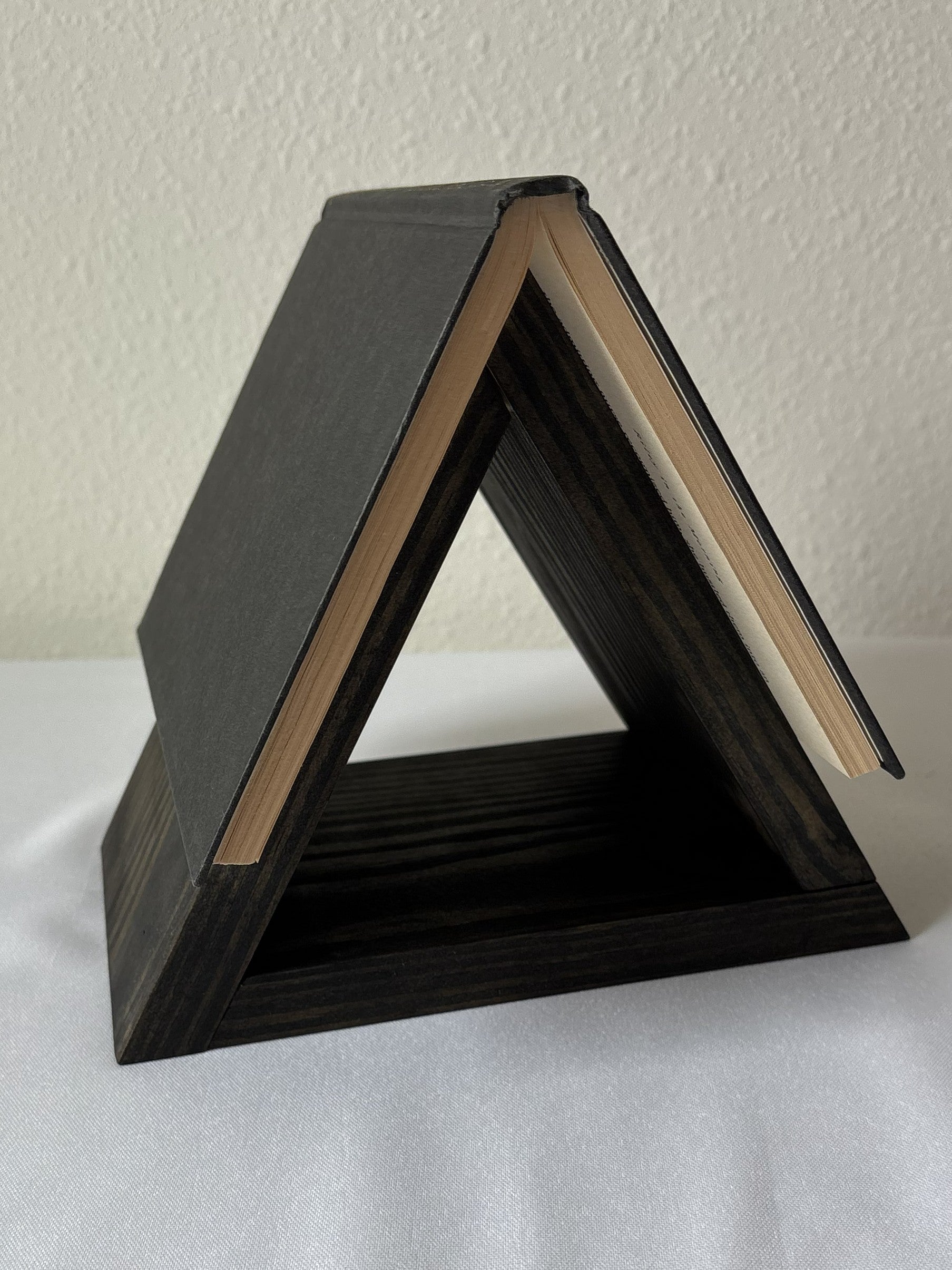 Handmade Triangular Wooden Book Rest | Book Valet & Open Book Holder | Slim or Chunky Profile | Multiple Finish Options