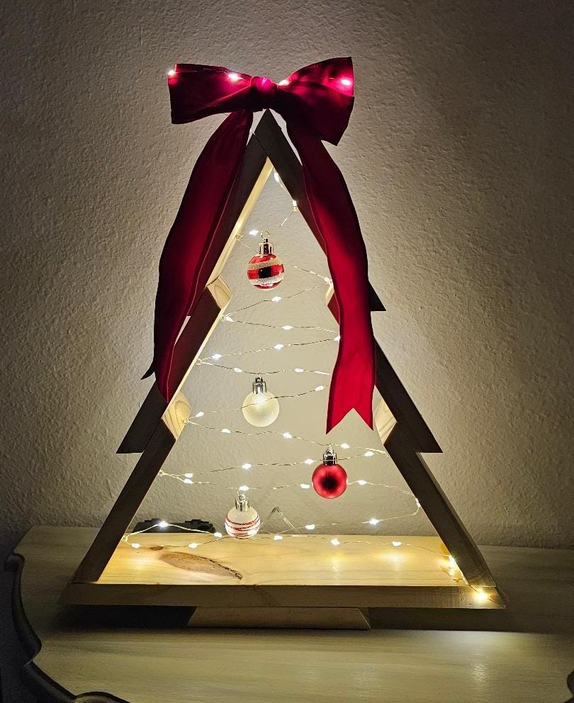 Handcrafted Layered Wood Christmas Tree - Additional Decorations Optional