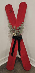 Wooden Christmas Skis – Rustic Red Faux Ski Decor
