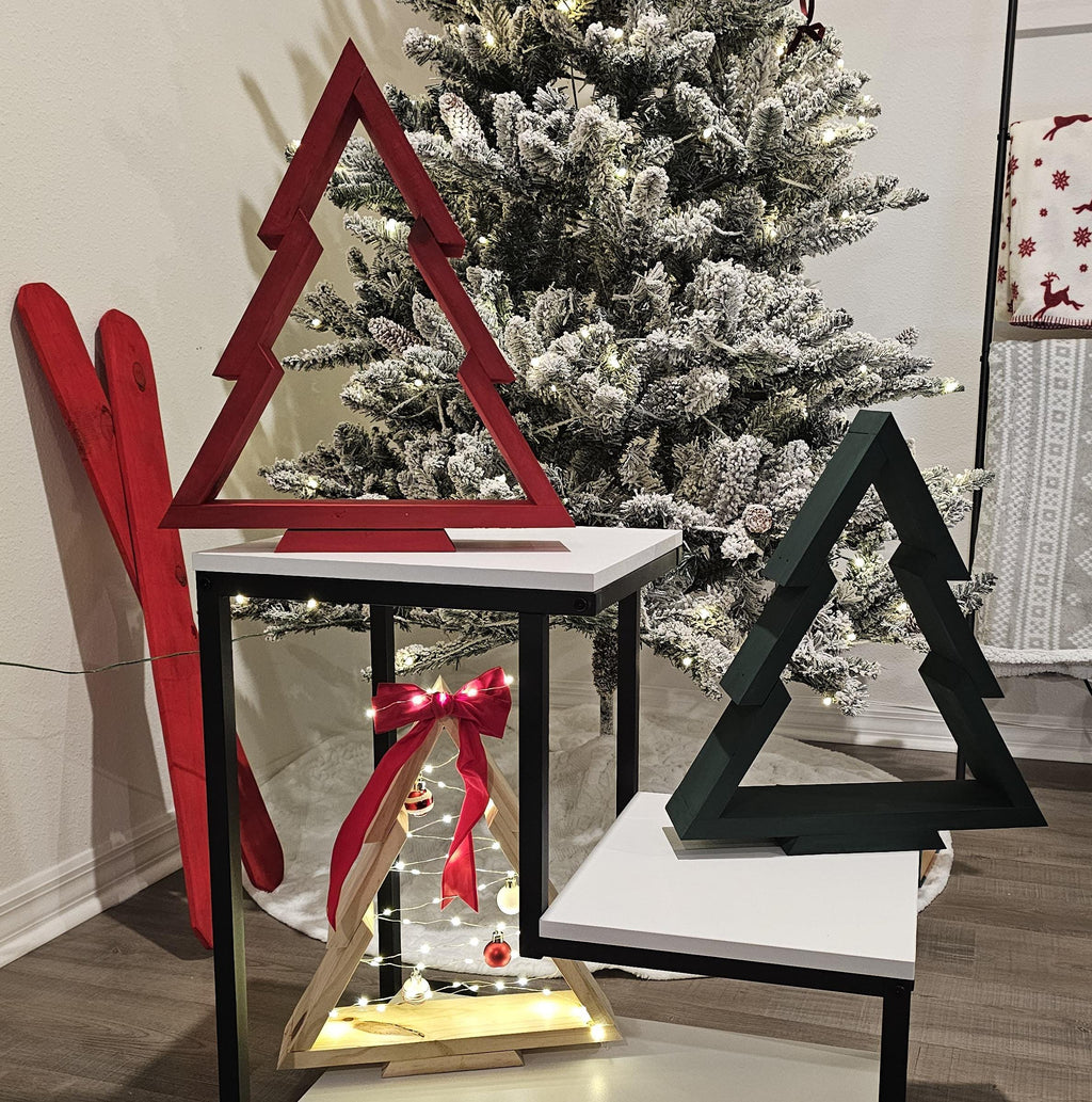 Handcrafted Layered Wood Christmas Tree - Additional Decorations Optional