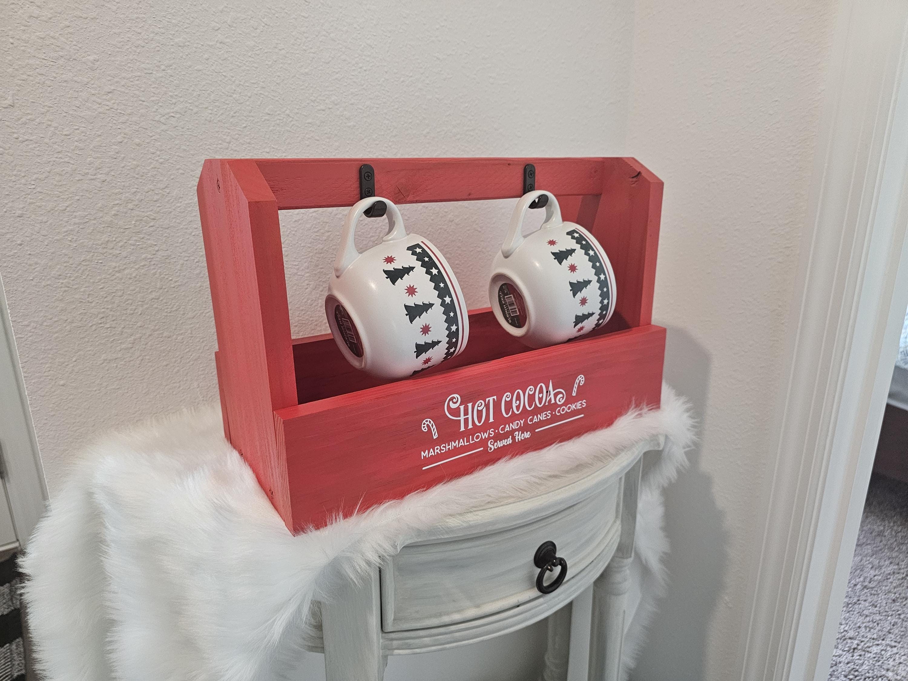 Hot Cocoa & Coffee Mug Caddy | Cozy Coffee Bar Decor | Personalized Coffee / Tea / Hot Cocoa Station