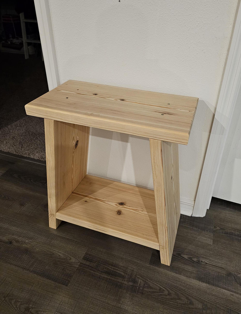 Solid Wood Side Table with Lower Shelf, Angled Legs, Rounded Top | End Table, Accent Table, Nightstand, Wedging Table | Pick your finish!