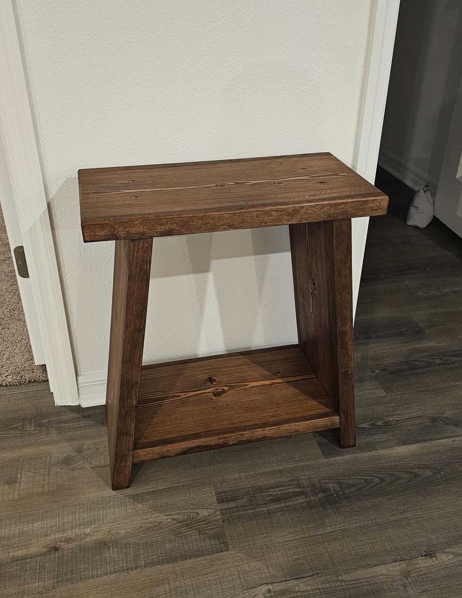 Solid Wood Side Table with Lower Shelf, Angled Legs, Rounded Top | End Table, Accent Table, Nightstand, Wedging Table | Pick your finish!