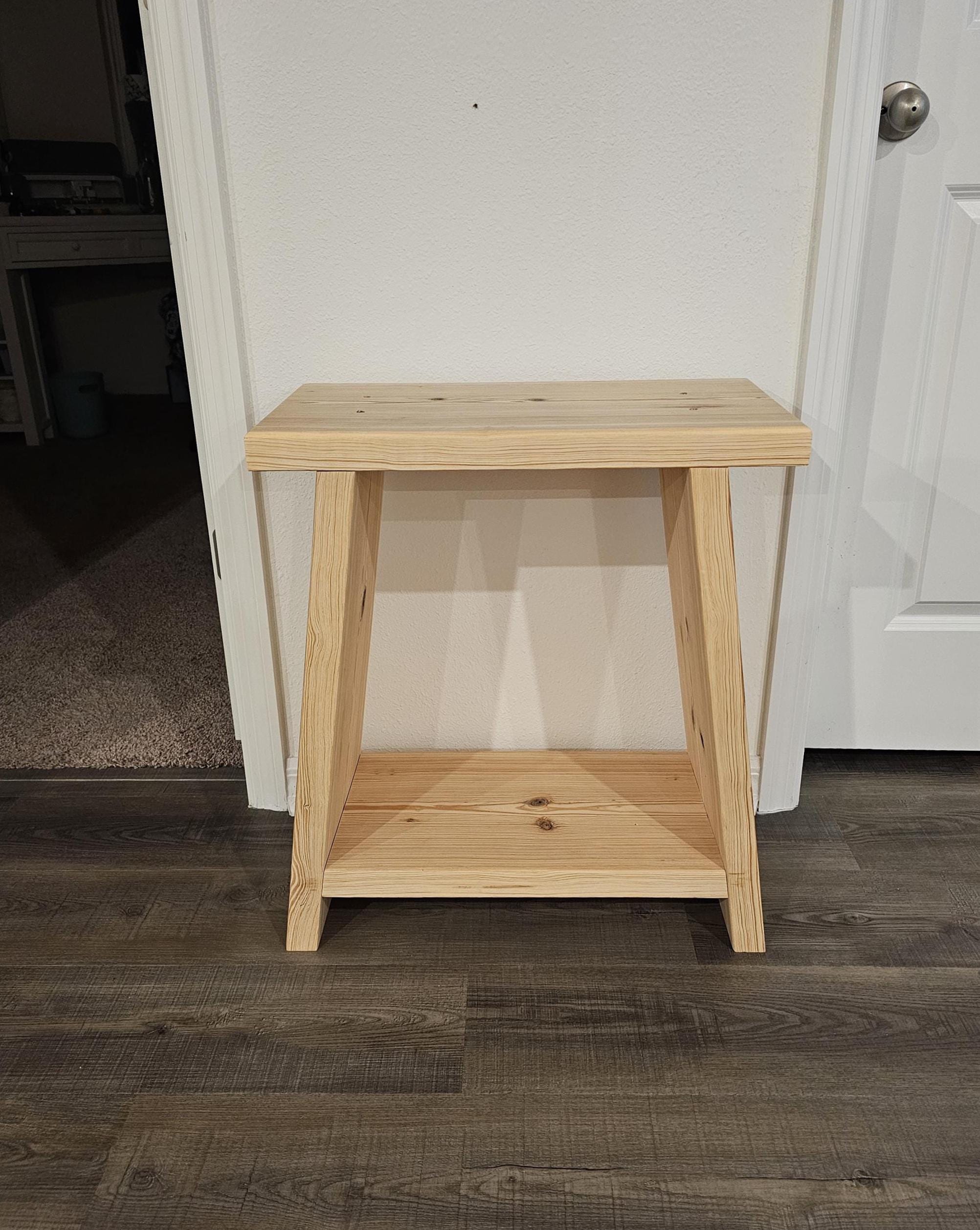 Solid Wood Side Table with Lower Shelf, Angled Legs, Rounded Top | End Table, Accent Table, Nightstand, Wedging Table | Pick your finish!