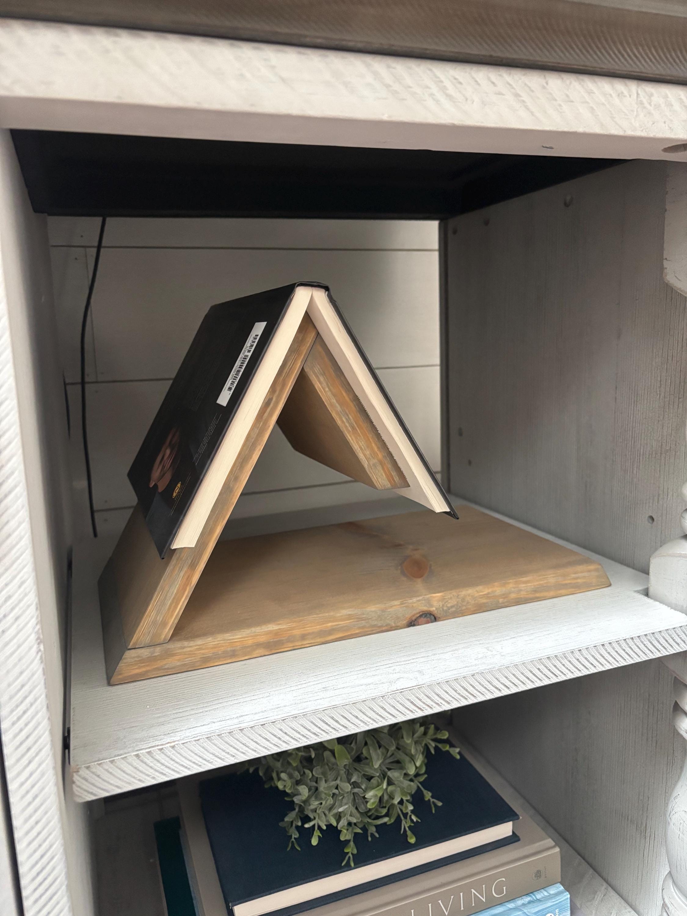 Handmade Wooden Book Rest with Mug Spot | Book Page Holder | Book Valet
