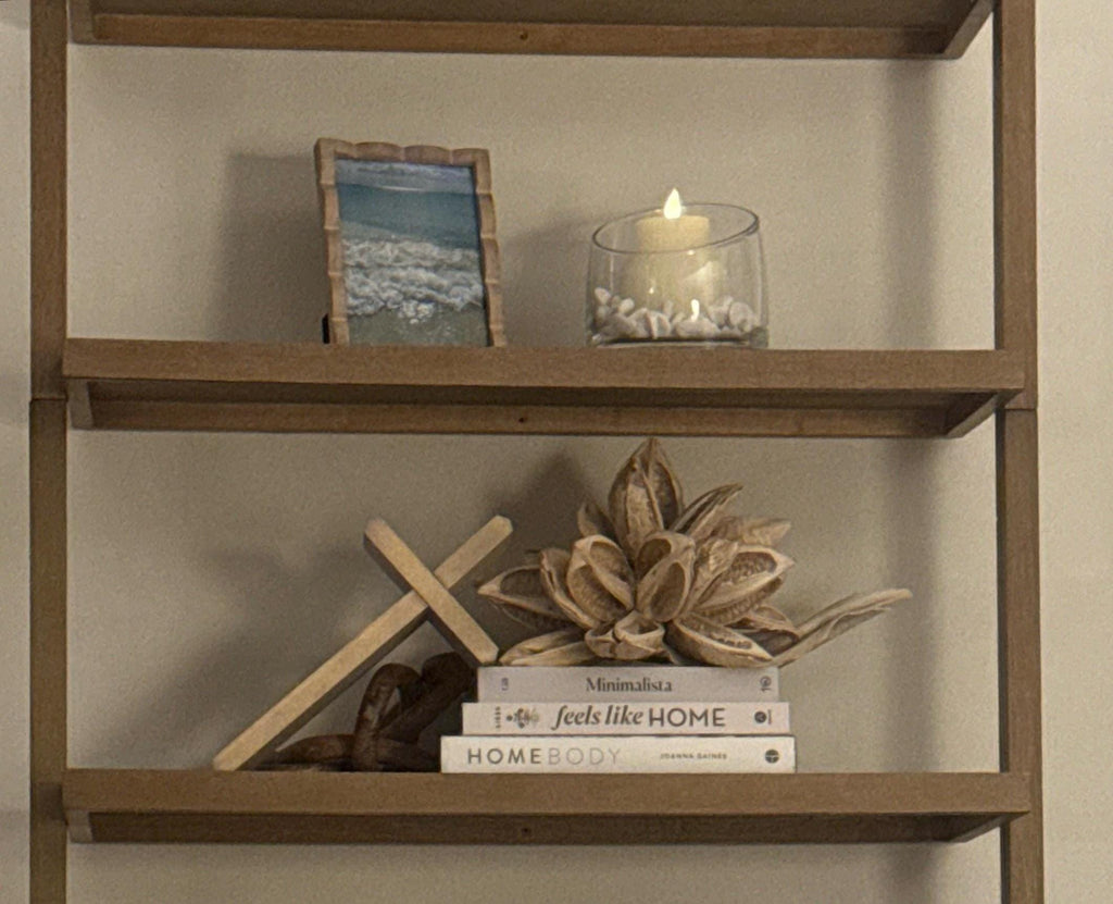 Handcrafted Wooden Shelf-Leaner or Wall Cross | Solid Wood 12-inch Cross