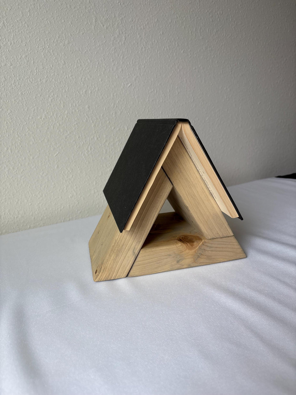 Handmade Triangular Wooden Book Rest | Book Valet & Open Book Holder | Slim or Chunky Profile | Multiple Finish Options