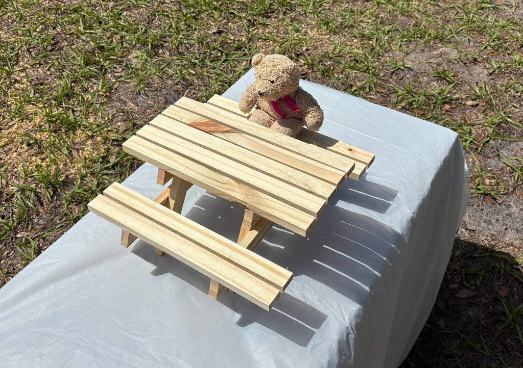 Miniature Picnic Table | Squirrel Feeder Table | Tiny Wooden Picnic Bench | Outdoor Wildlife / Animal Feeder | Display Riser