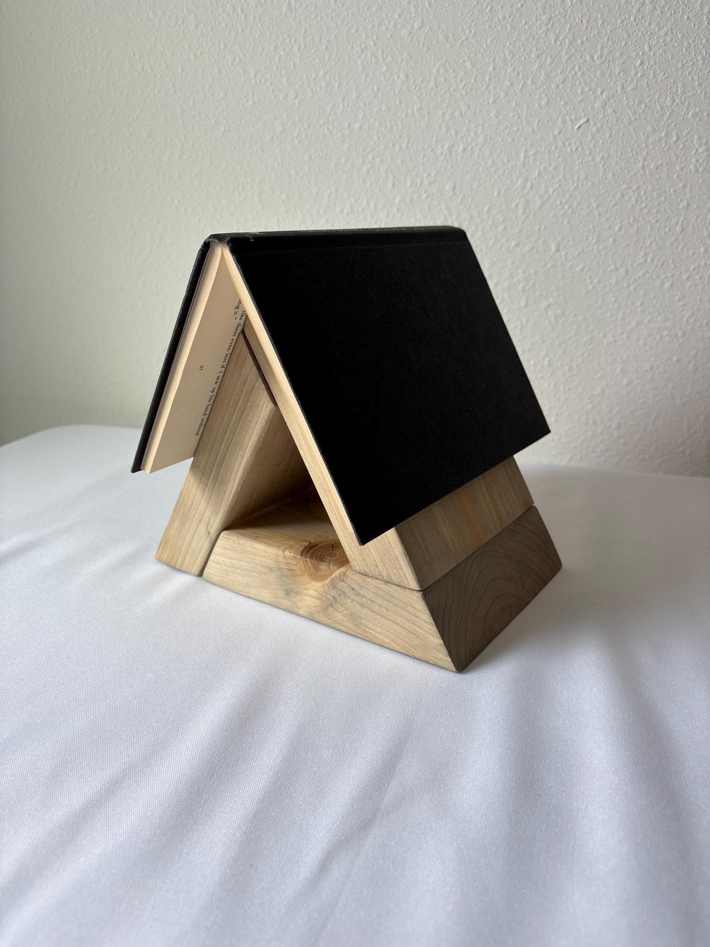 Handmade Triangular Wooden Book Rest | Book Valet & Open Book Holder | Slim or Chunky Profile | Multiple Finish Options