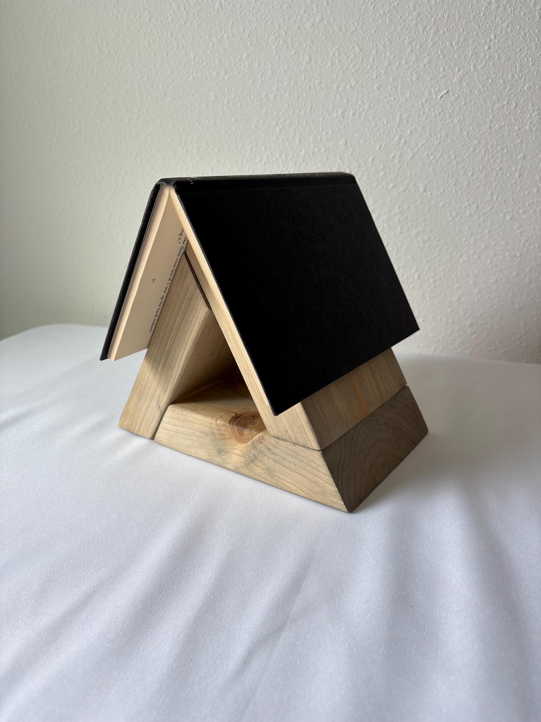 Handmade Triangular Wooden Book Rest | Book Valet & Open Book Holder | Slim or Chunky Profile | Multiple Finish Options