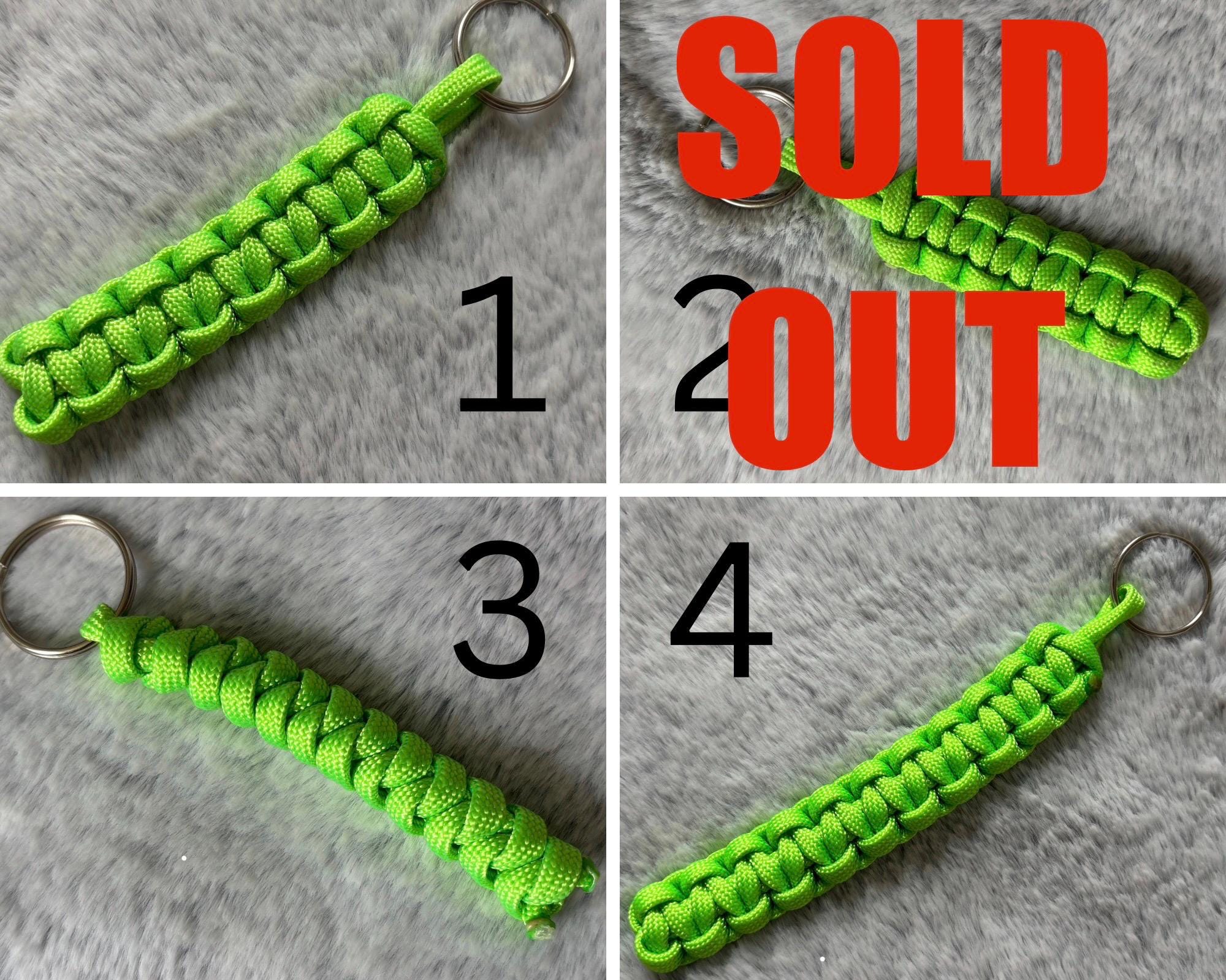 Handmade Neon Green Parachute Cord Keychains