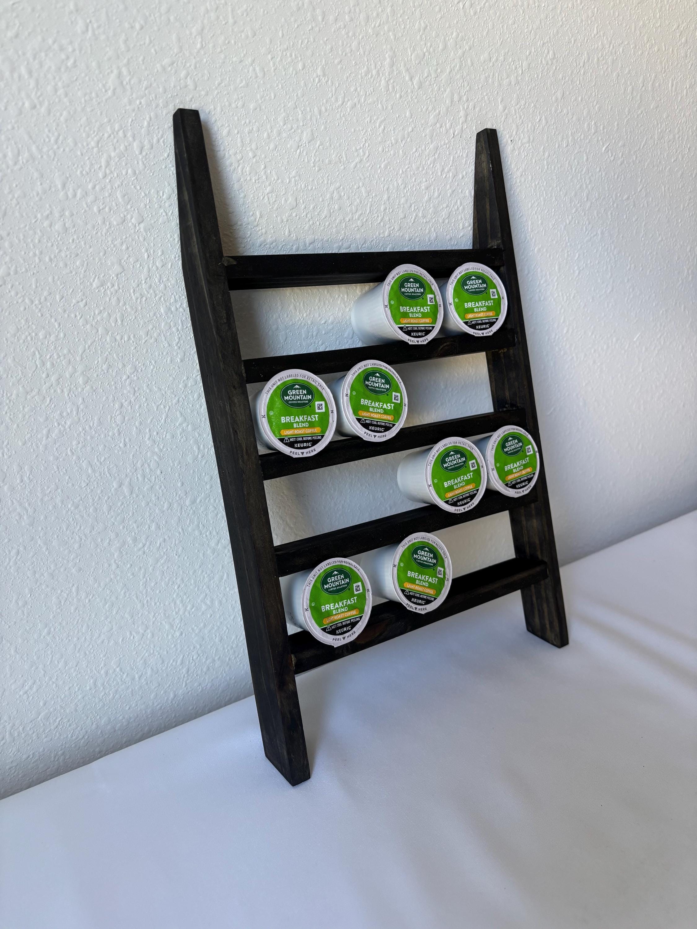 Wooden Coffee Pod Ladder | K-Cup Holder & Coffee Bar Organizer | Small or Large | Multiple Finish Options
