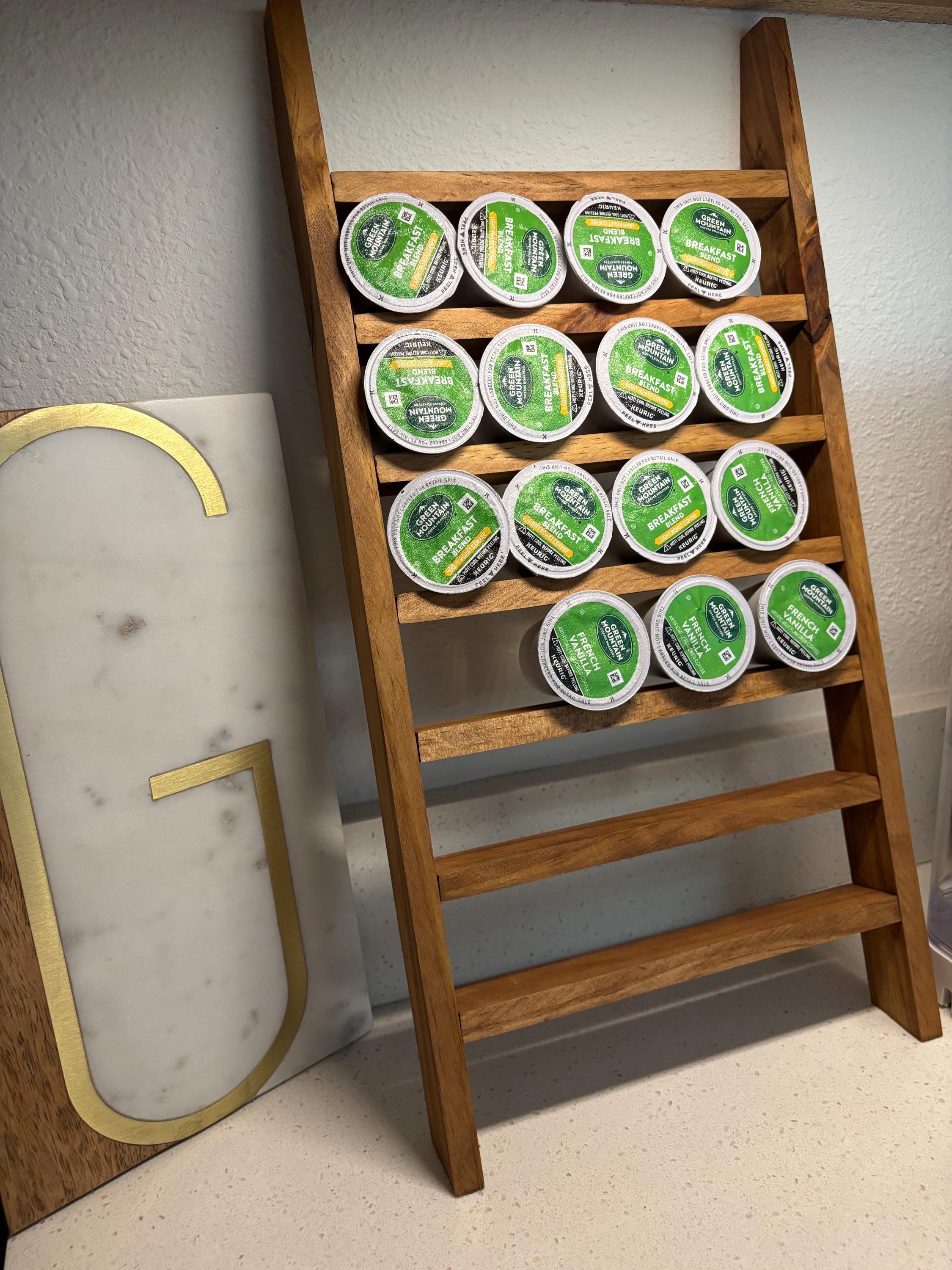 Wooden Coffee Pod Ladder | K-Cup Holder & Coffee Bar Organizer | Small or Large | Multiple Finish Options