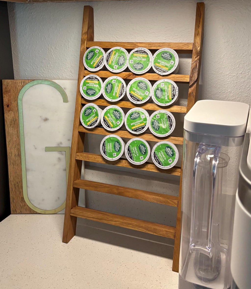 Wooden Coffee Pod Ladder | K-Cup Holder & Coffee Bar Organizer | Small or Large | Multiple Finish Options