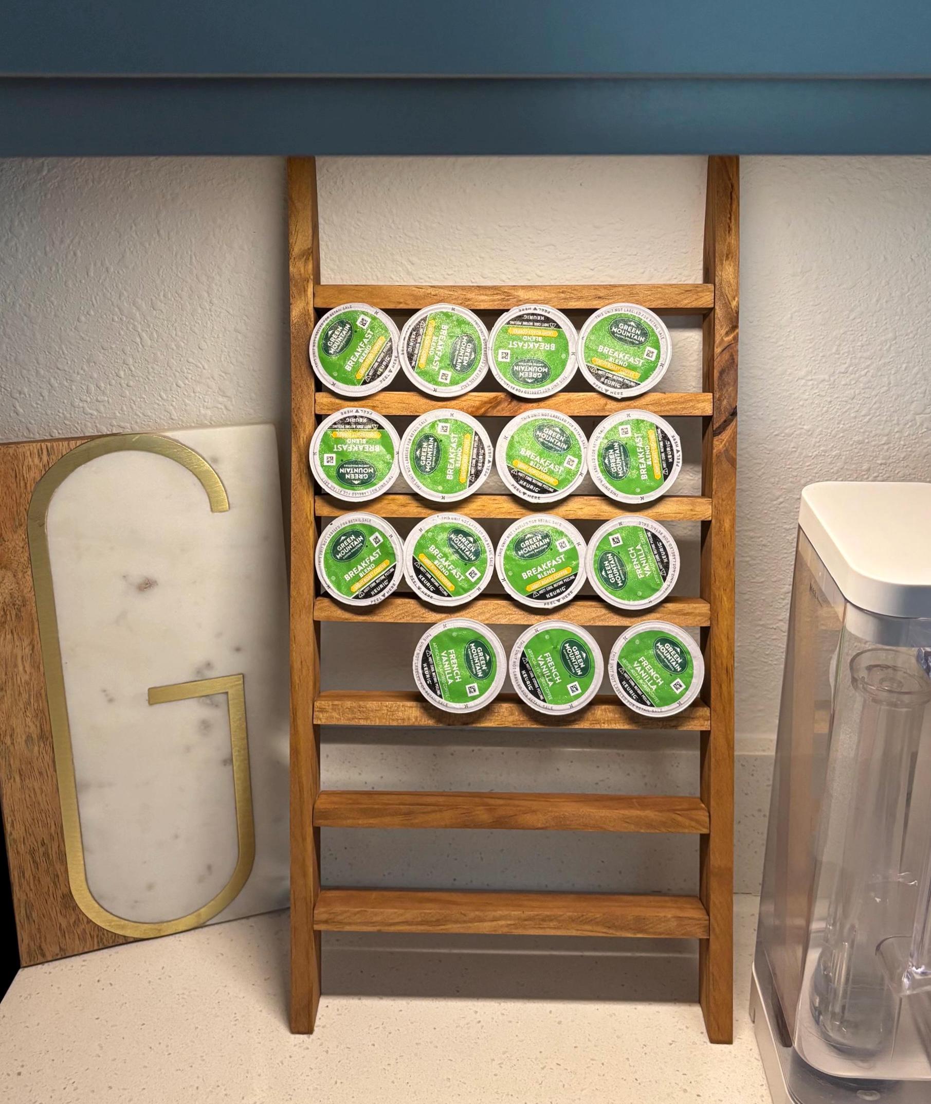 Wooden Coffee Pod Ladder | K-Cup Holder & Coffee Bar Organizer | Small or Large | Multiple Finish Options