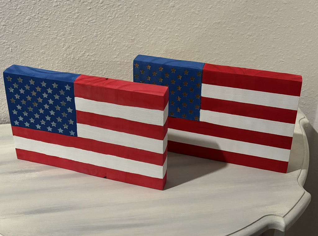 Handmade Wooden American Flag Wall & Shelf Decor