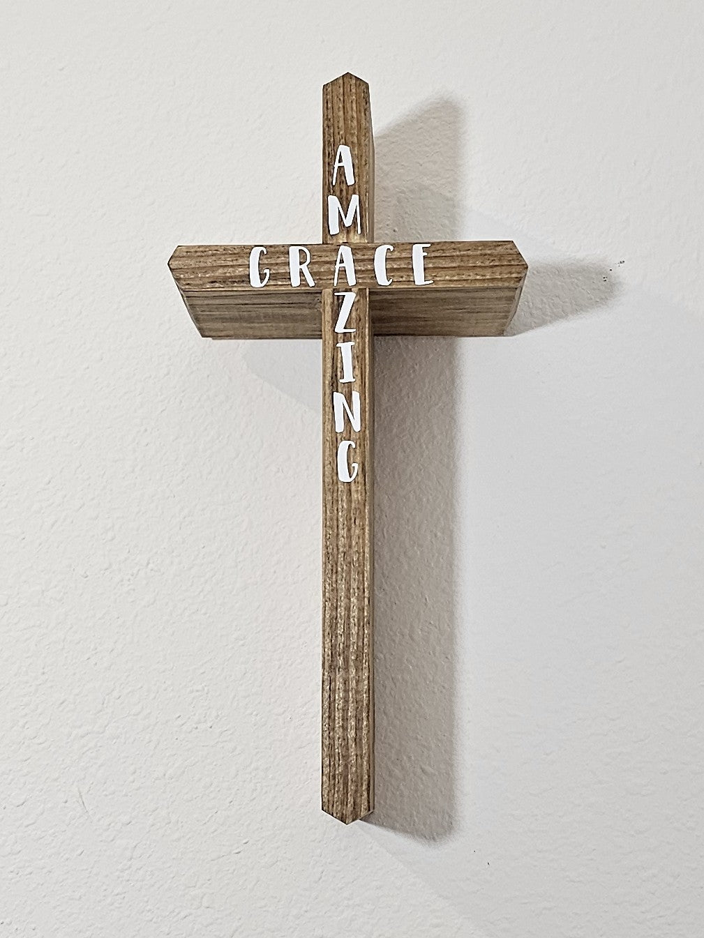 Handcrafted Wooden Shelf-Leaner or Wall Cross | Solid Wood 12-inch Cross