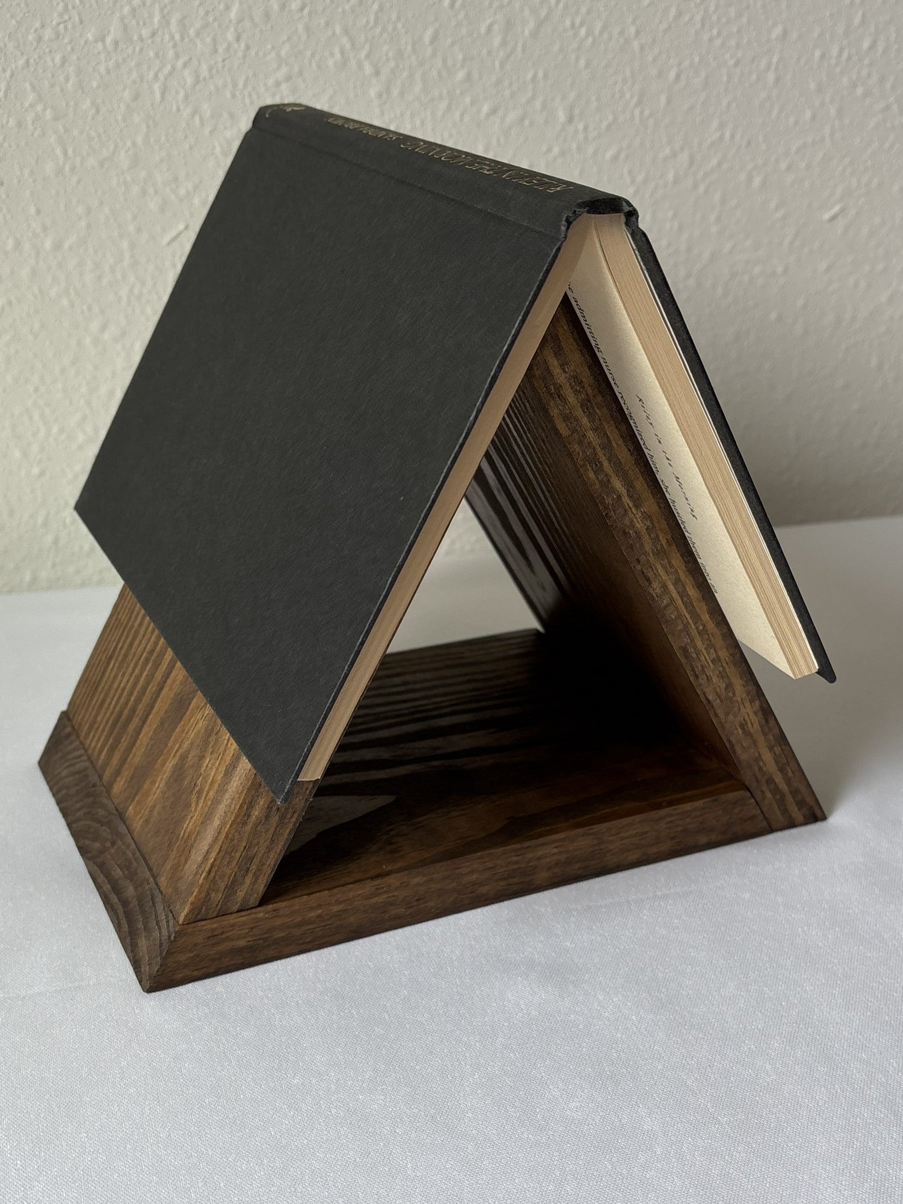 Handmade Triangular Wooden Book Rest | Book Valet & Open Book Holder | Slim or Chunky Profile | Multiple Finish Options